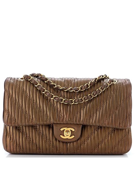 chanel pleated crumpled calfskin classic flap medium bag|Chanel fabric flap.